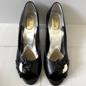 Ros R Hommerson Leather Black Peep-Toe Women's Shoes